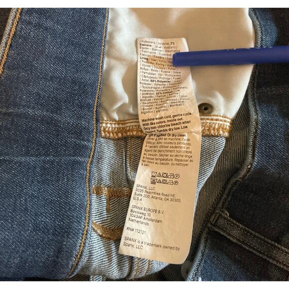 SPANX Flare Jeans =  Dark Wash Shaping High Rise Pull-On SZ 1xT SZ 14 - Picture 5 of 7